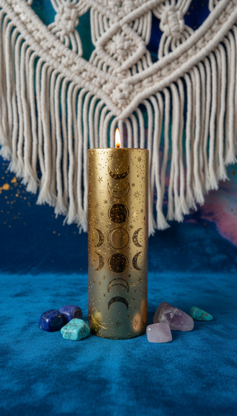 Celestial Gold-Foil Candle Soy Wax Glass Vessel