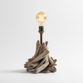 Driftwood table lamp with Edison bulb on rustic wood base